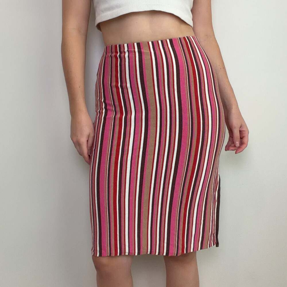 Vintage Striped Pencil Skirt